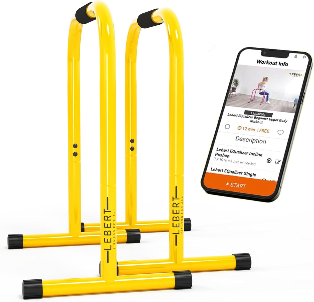 Lebert Equalizer Total Body Strengthener – Portable Dip Station for Full Bodyweight Training – Includes Hip Resistance Band & Online Coaching – Available in Standard & XL Sizes