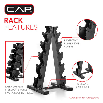 Sleek Black Dumbbell Stand – Organize 5 Pairs in Style! 🏋️‍♂️💪