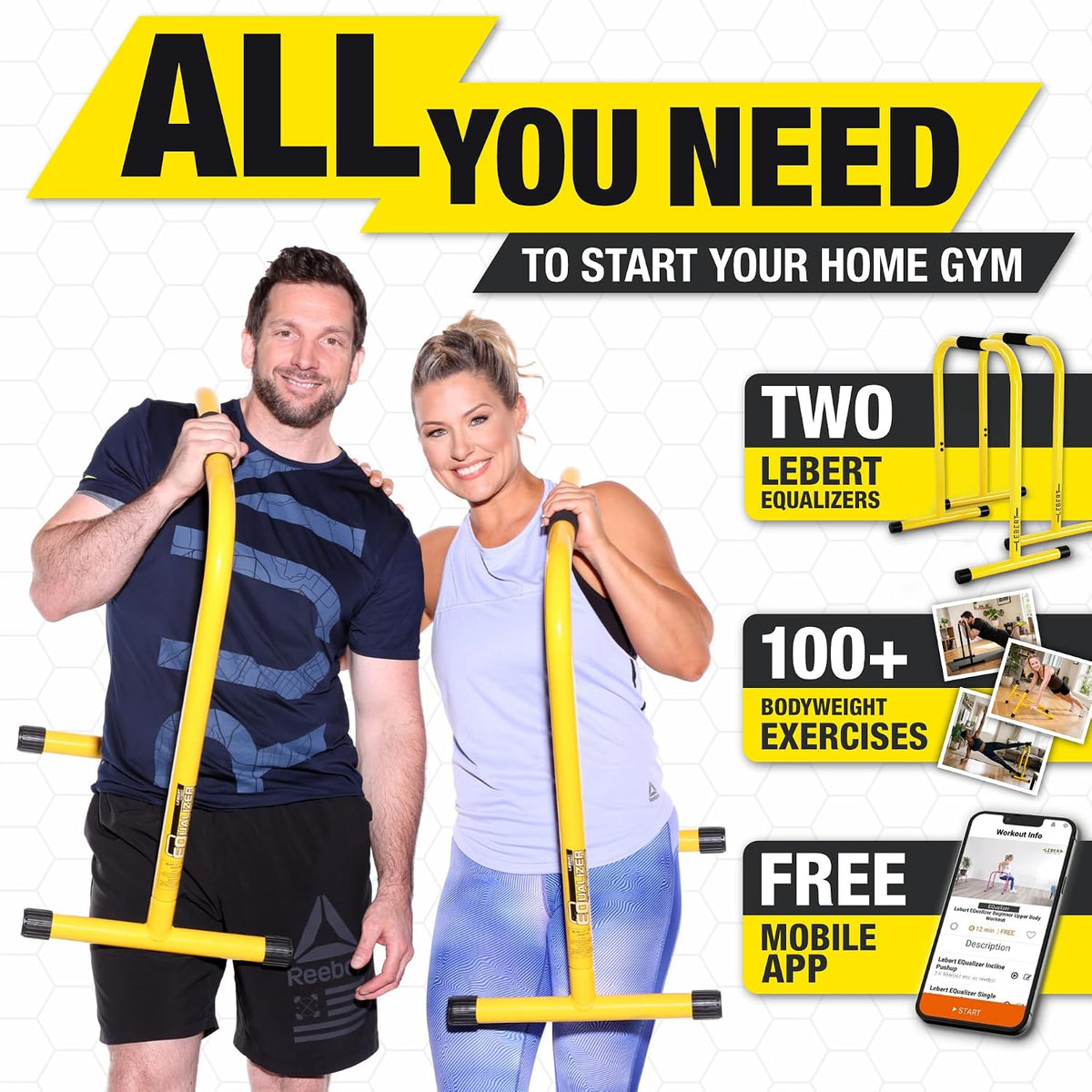 Lebert Equalizer Total Body Strengthener – Portable Dip Station for Full Bodyweight Training – Includes Hip Resistance Band & Online Coaching – Available in Standard & XL Sizes