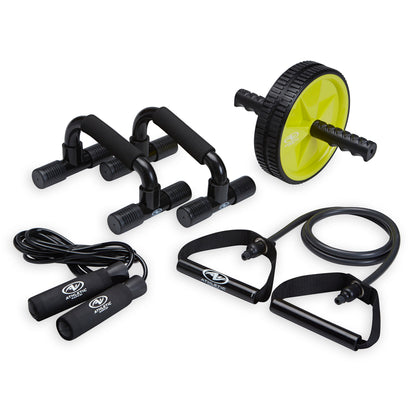 Elevate Your Home Workouts: Ultimate Fitness Kit with Resistance Tube, Ab Wheel, Jump Rope & Push-Up Bars! 💪🏋️‍♂️